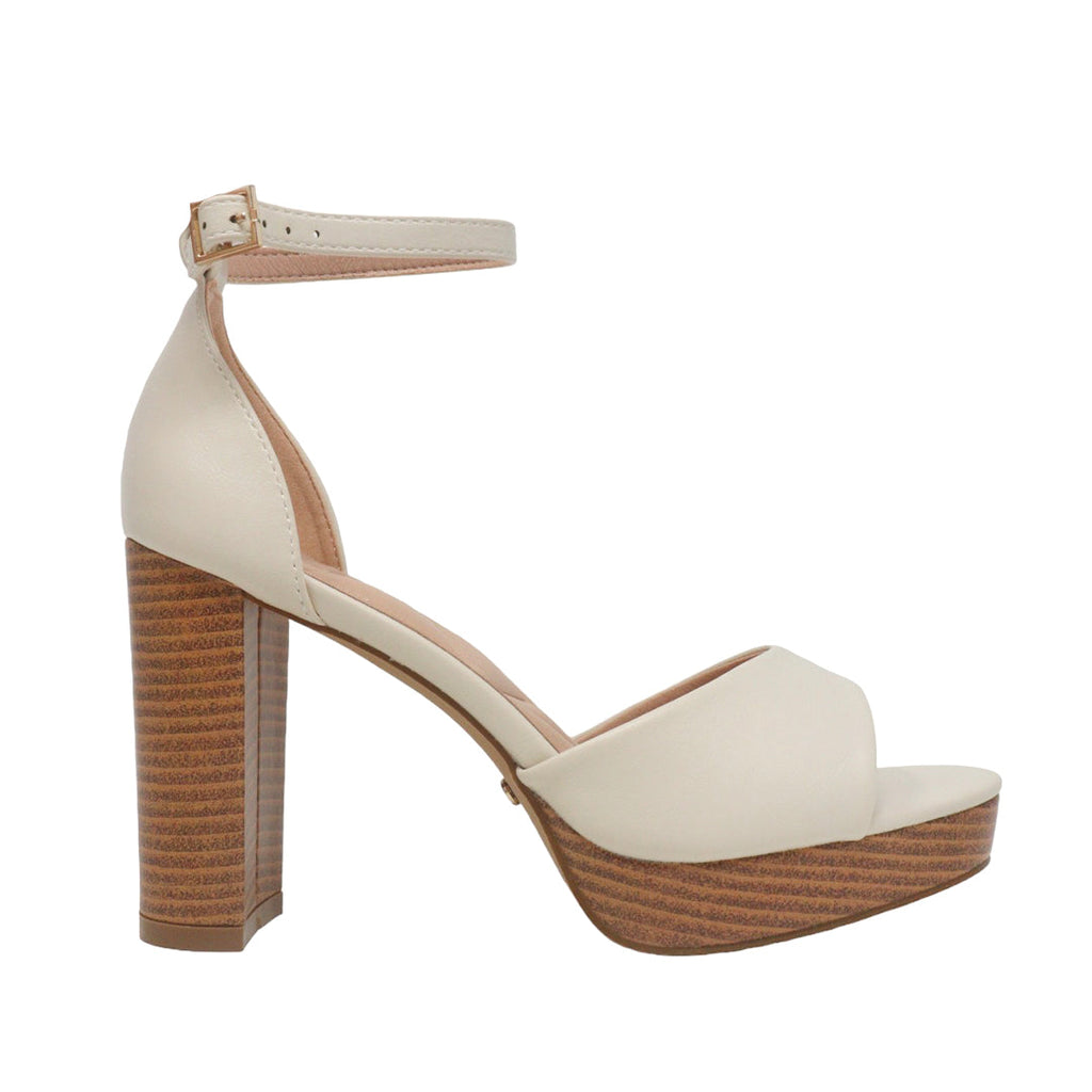 Sandalias de tacón Meryl para mujer color hueso