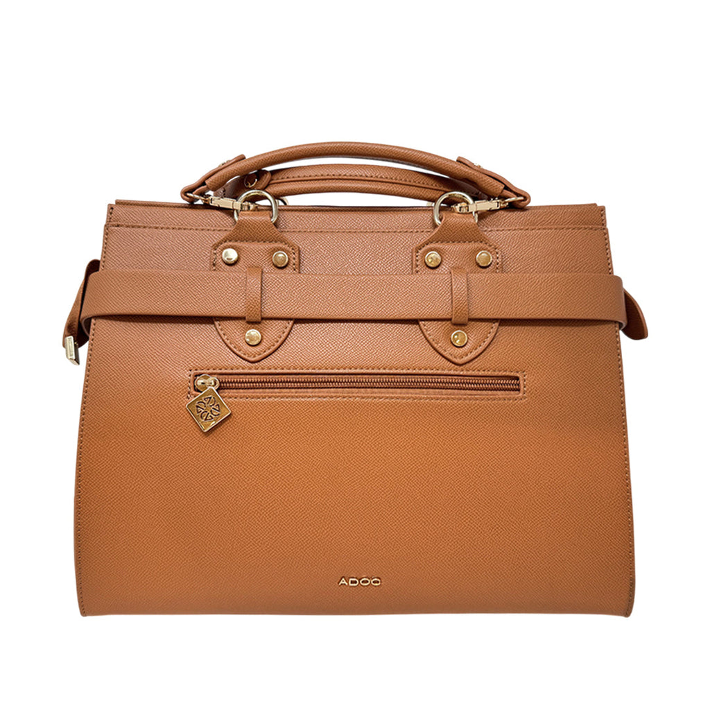 Cartera satchel Eu para mujer color tan