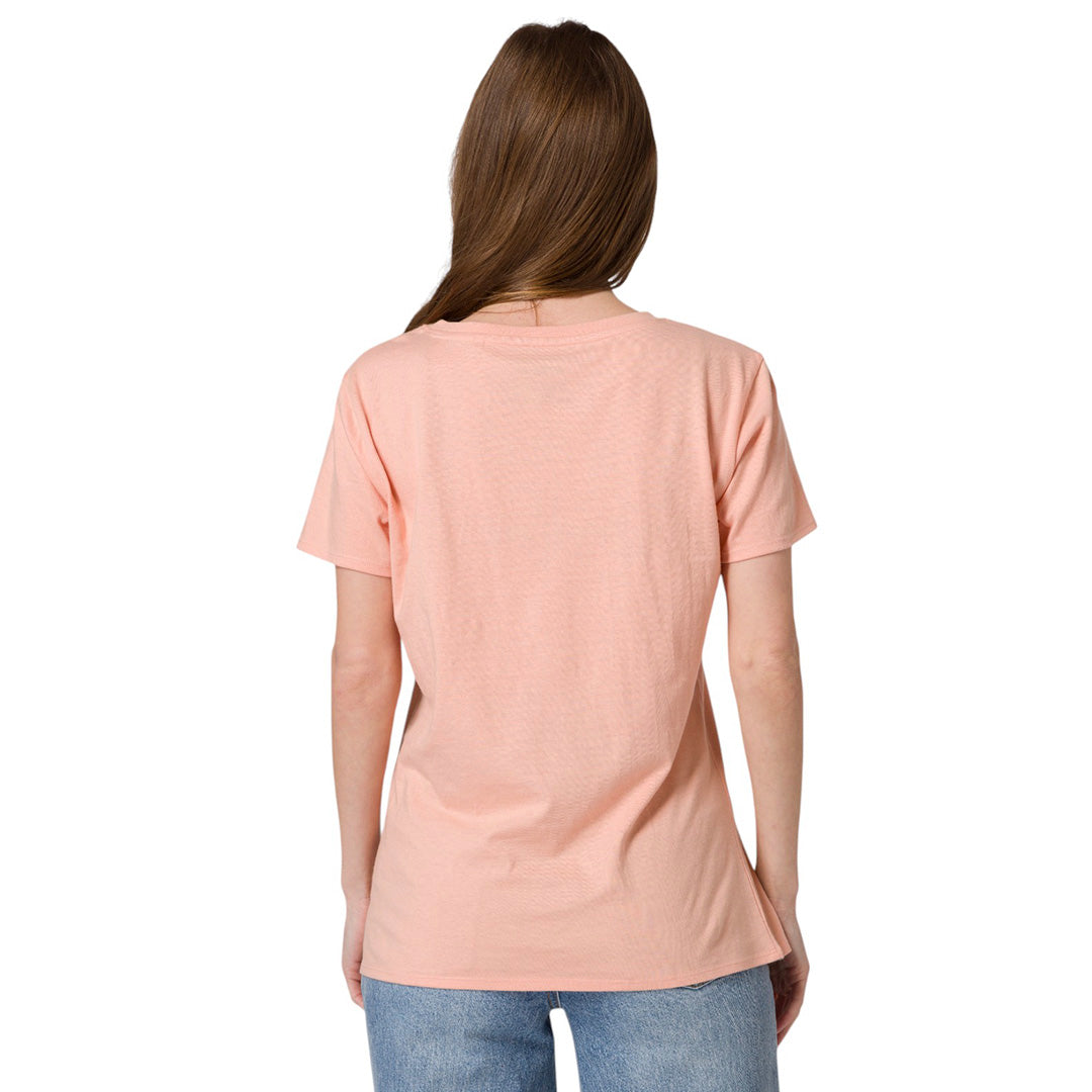 Camiseta Metallic V-Neck para mujer color rosado