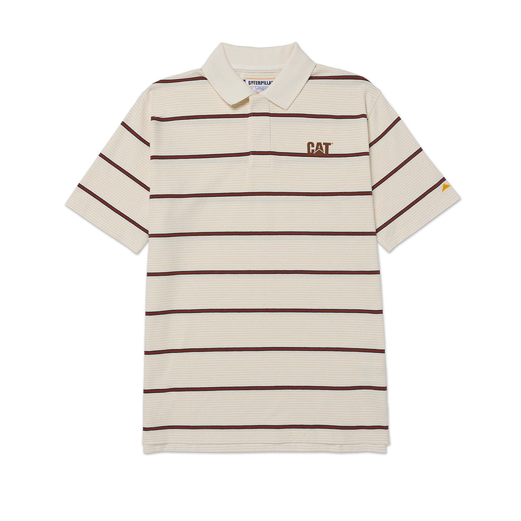 Camisa polo Cat Logo Pique para hombre color blanco y café