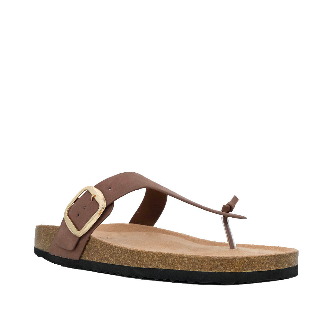 Sandalias Flats Gize para mujer color café