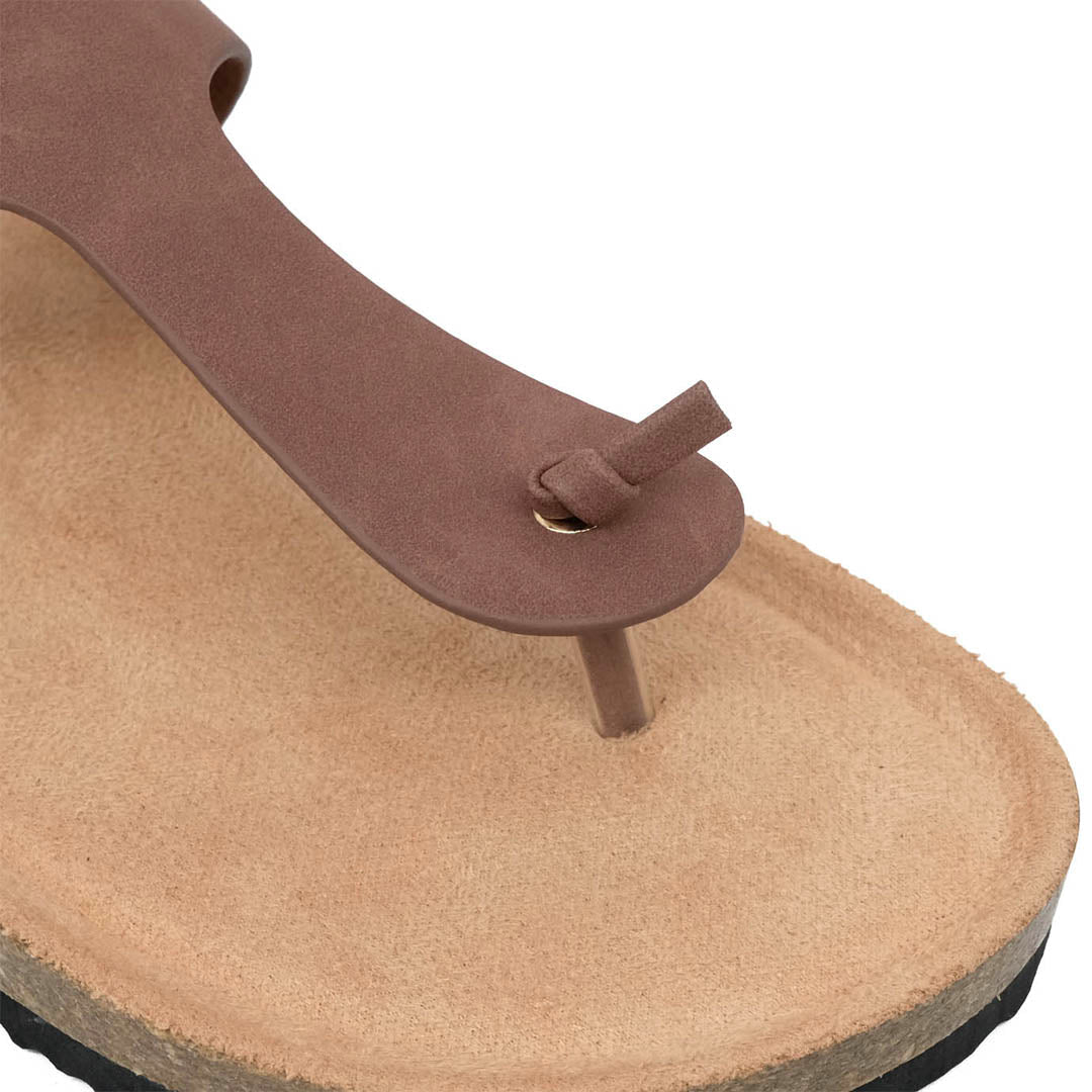 Sandalias Flats Gize para mujer color café