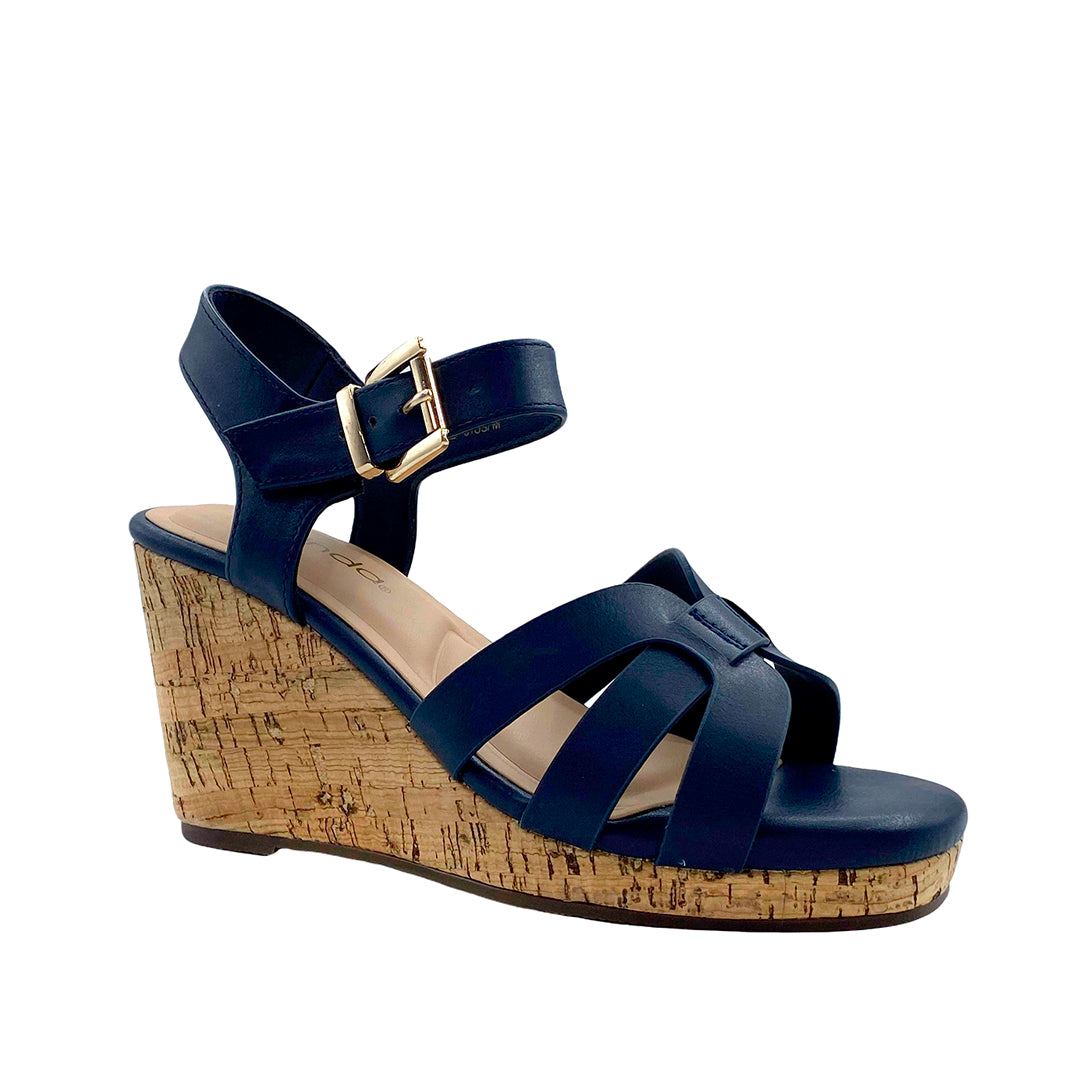 Sandalias de cuña Katherin para mujer color navy