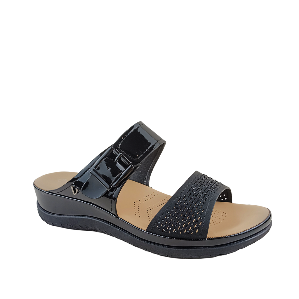 Sandalias flats Gladys para mujer color negro